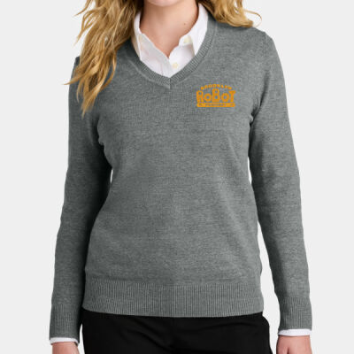 Brooklyn Robot Foundry Embroidered - Women's Easy Care V Neck Sweater Thumbnail
