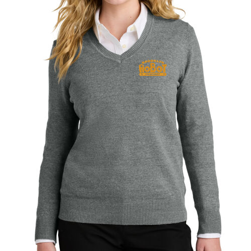 Brooklyn Robot Foundry Embroidered - Women's Easy Care V Neck Sweater Thumbnail