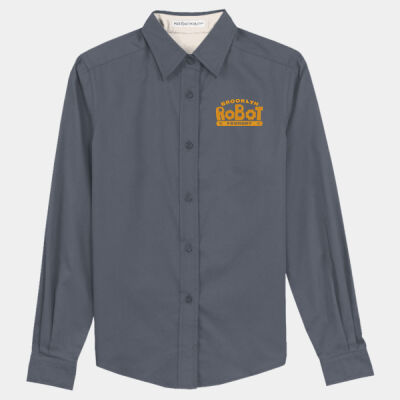 Brooklyn Robot Foundry Embroidered - Ladies Long Sleeve Easy Care Shirt Thumbnail