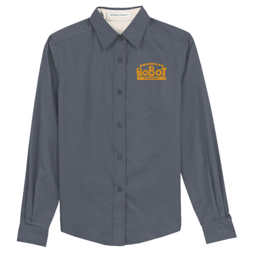 Brooklyn Robot Foundry Embroidered - Ladies Long Sleeve Easy Care Shirt Thumbnail