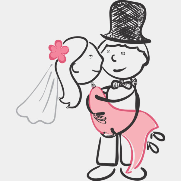 Cartoon Wedding Groom Bride Hug 5 Thumbnail