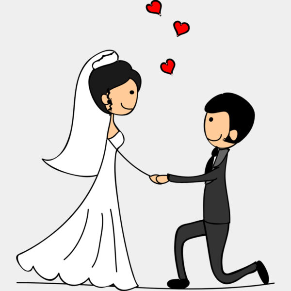 Cartoon Wedding Groom Bride Proposal 2 Thumbnail